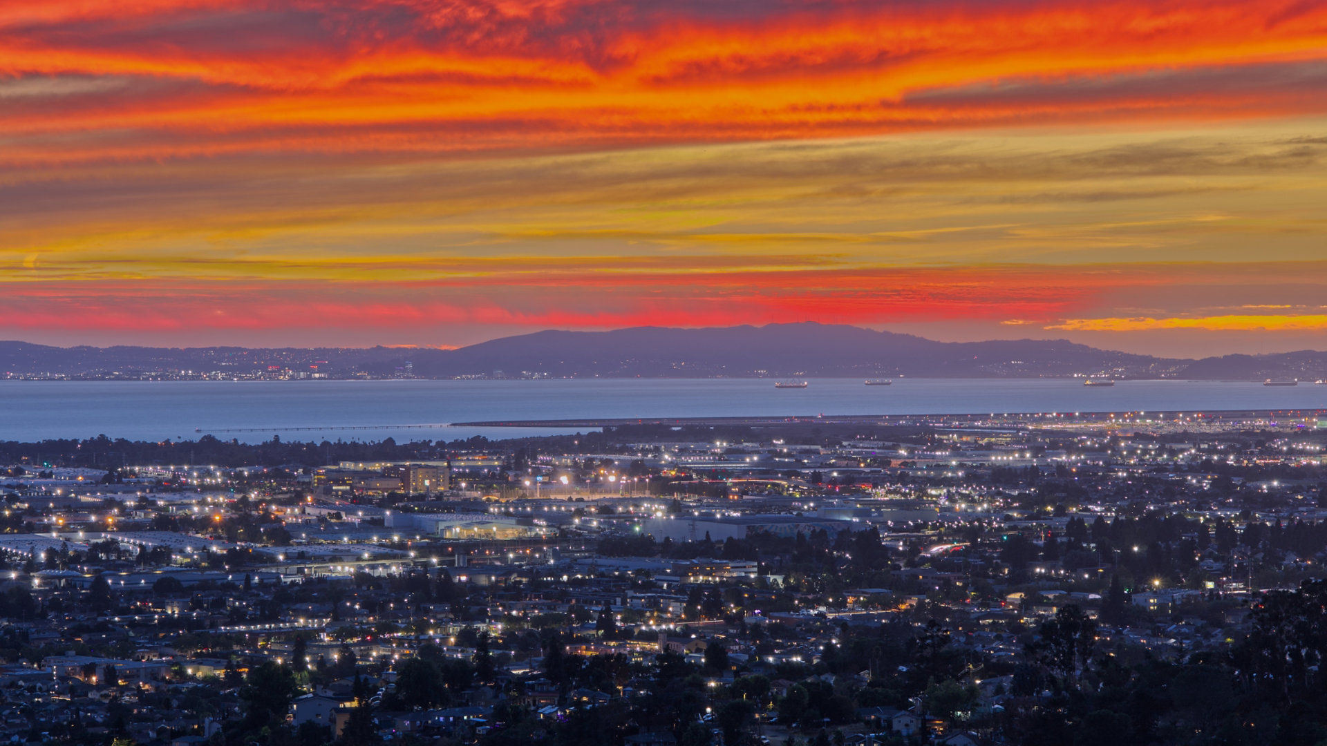 Sunset over a city