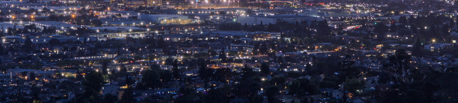 Sunset over a city