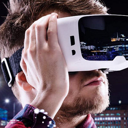 A man using a virtual reality headset